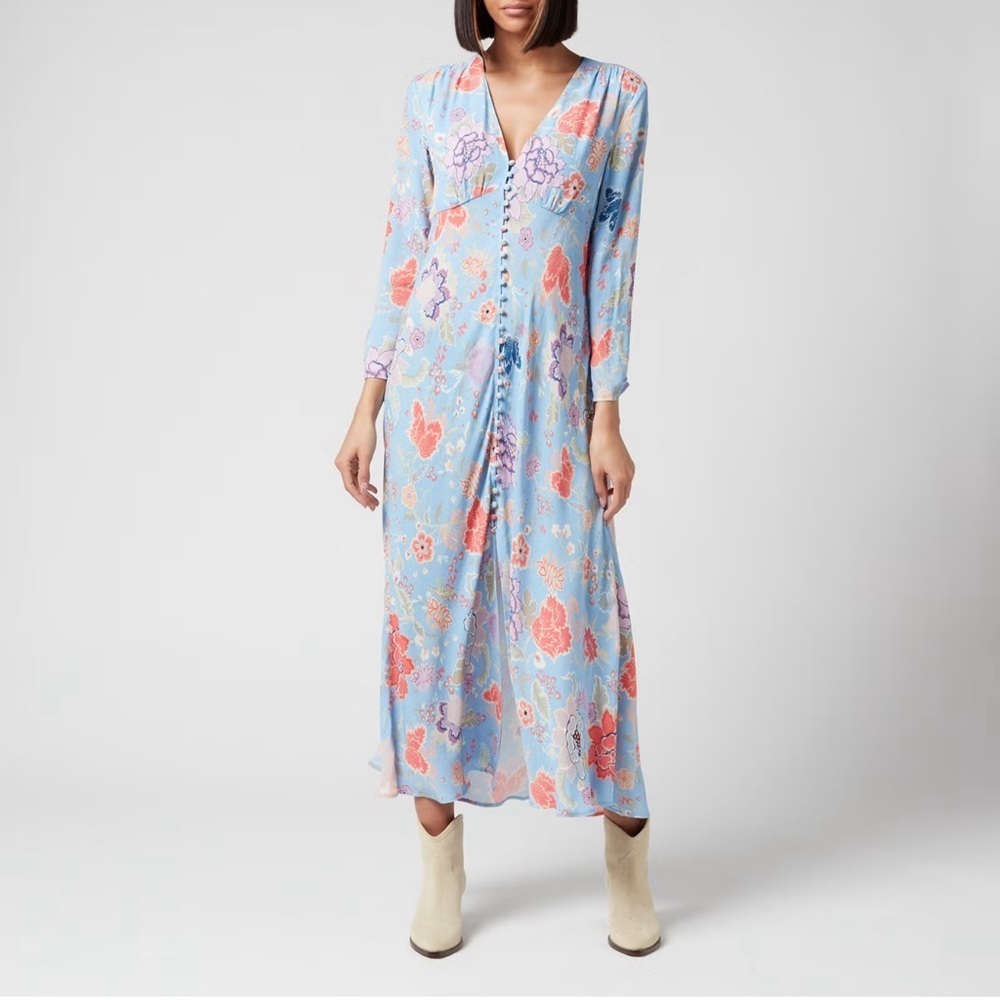 Rixo Katie Long Sleeve Floral Dress M